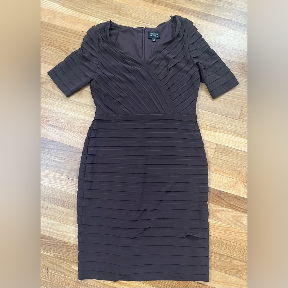 Adrienna Papell bandage dress - short sleeved chocolate brown